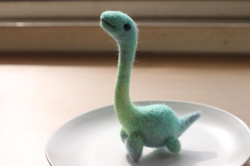 水绿渐层尼斯湖水怪 大 羊毛毡 彩色手染羊毛制作 订制款 - 玩偶/公仔 - 羊毛 绿色