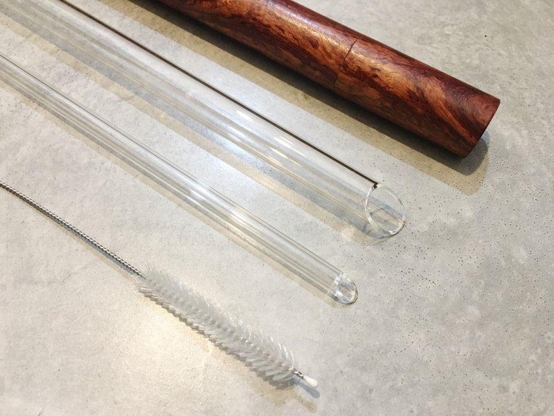 酸枝木吸管套连一大一小吸管还有吸管刷 - 环保吸管 - 木头 卡其色