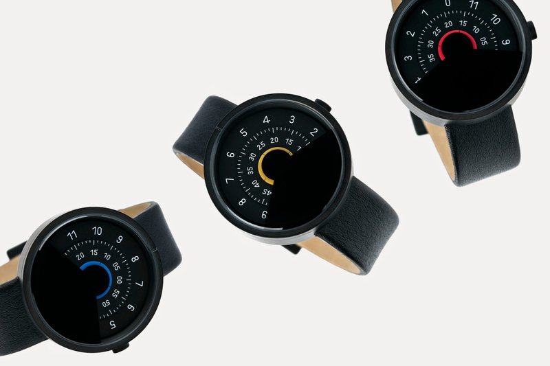 ANICORN Series 000 简约转盘机械手表－纯钢雾面黑+黄色 - 男表/中性表 - 贵金属 黑色