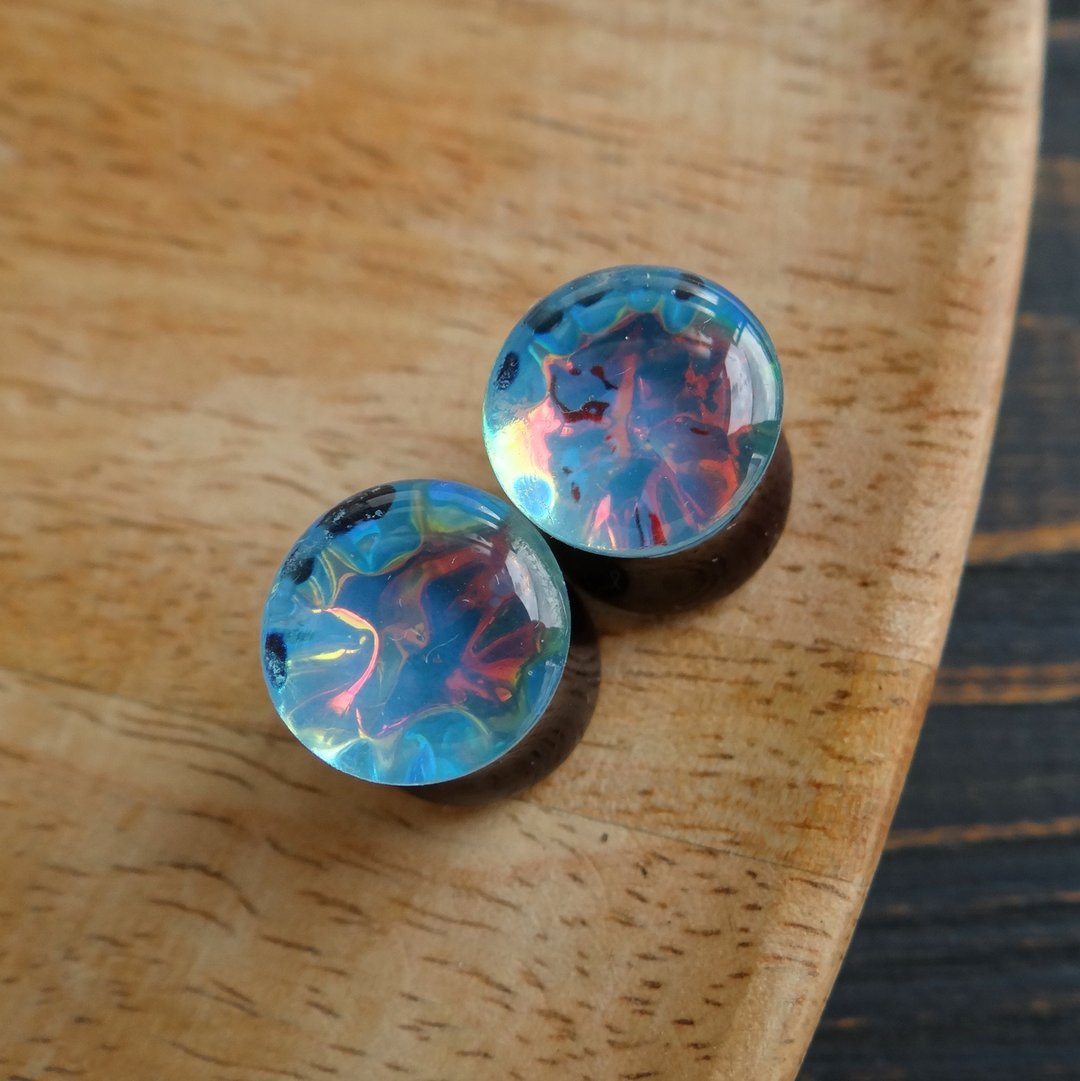 星云耳扩 虹彩耳塞 树脂耳环 8mm 0g 00g 银河 LGBTQ 闪耀 - 耳环/耳夹 - 其他材质 蓝色