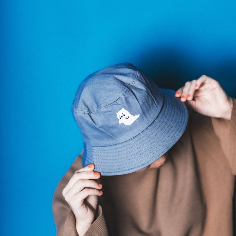 猫猫鬼刺绣渔夫帽 - 帽子 - 聚酯纤维 