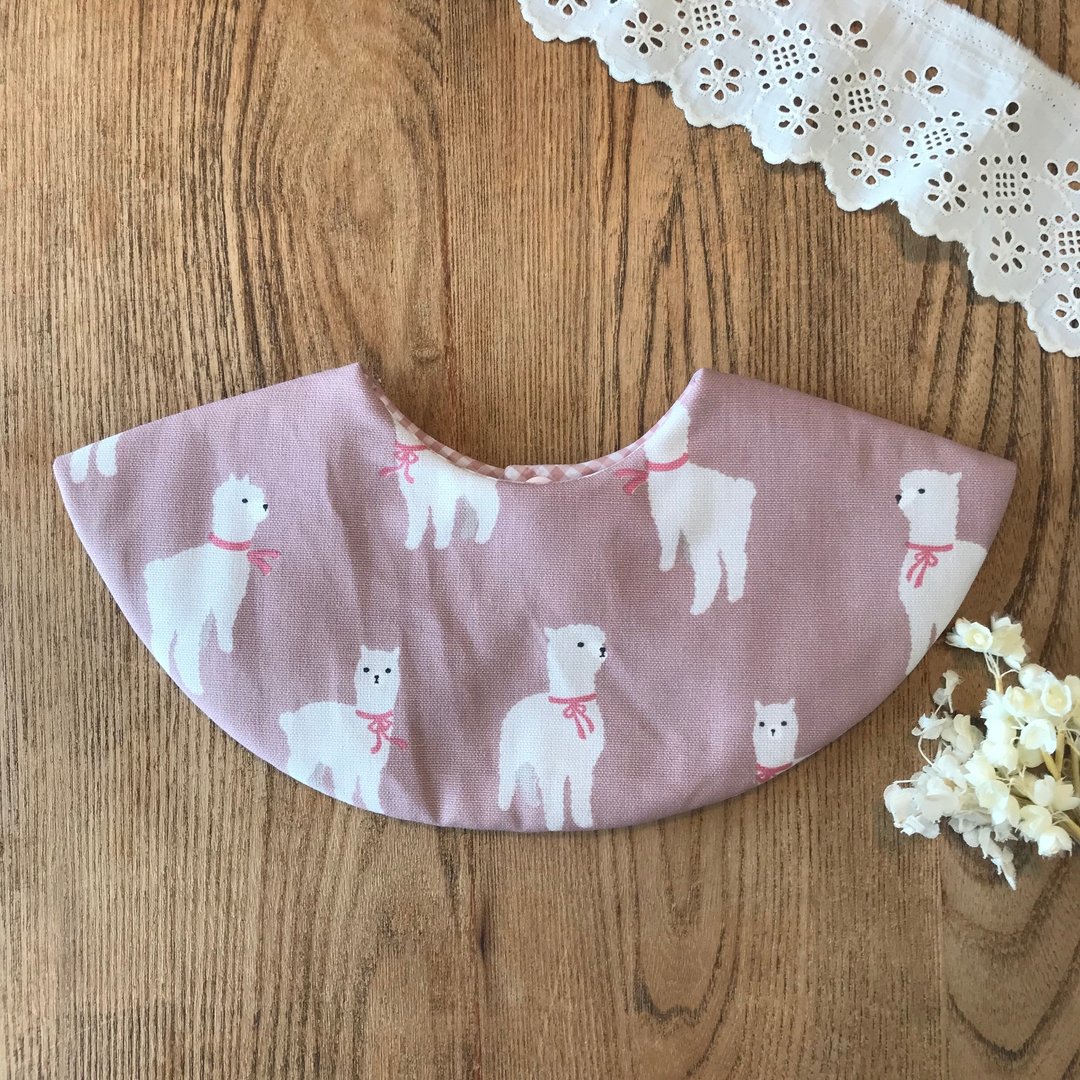 lune / bib (alpaca) - 围嘴/口水巾 - 棉．麻 粉红色