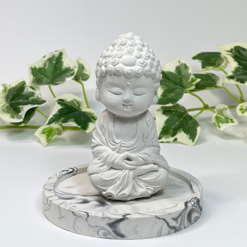 平安吉祥小佛之培德 泼墨盘套组 扩香套组 居家香氛 禅风家饰 - 香薰/精油/线香 - 其他材质 白色