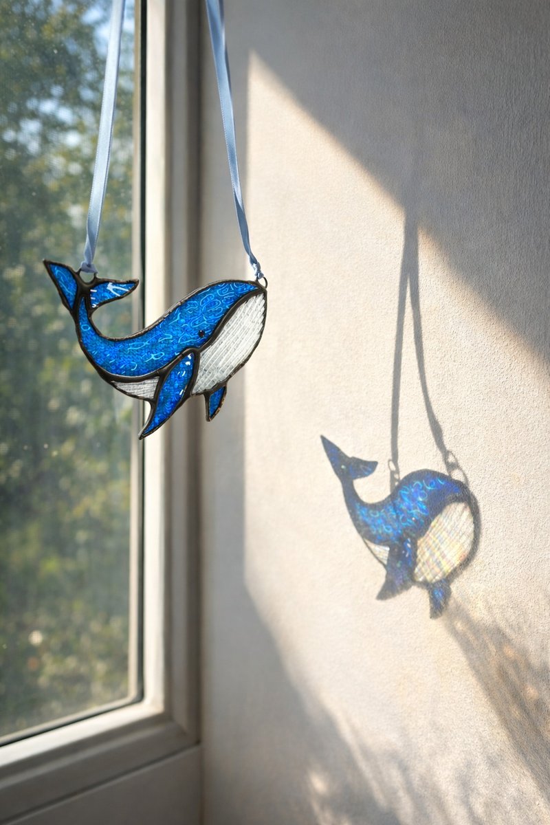 海的祝福  镶嵌玻璃 鲸鱼 阳光补手Suncatcher吊饰 手作课程 - 陶艺 - 玻璃 
