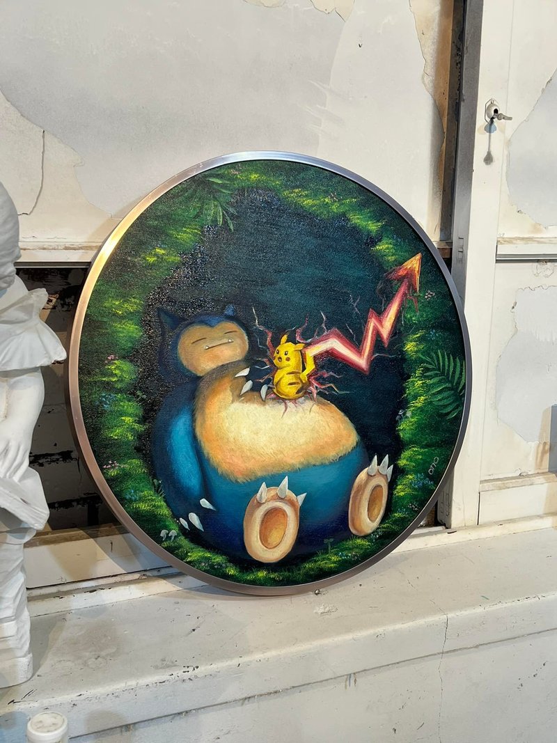 王咖咖 油画 －用爱发电－ 50*50cm - 订制画像 - 颜料 绿色