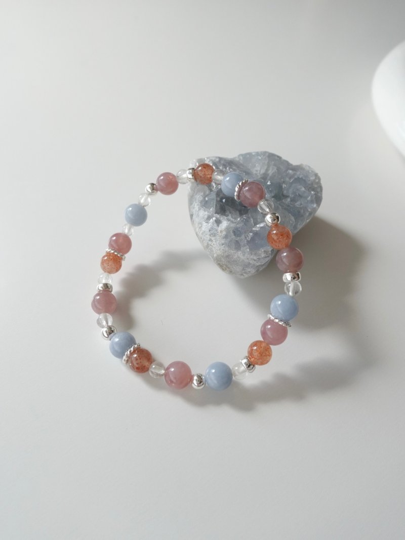 Sky Blossom/天使石 紫马粉晶 金太阳石 白水晶/水晶手链 定制化 - 手链/手环 - 水晶 粉红色