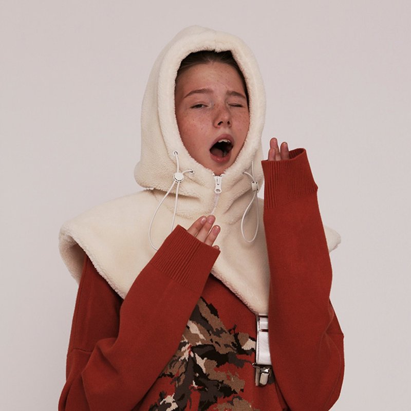 爆可愛 防风保暖毛毛披肩帽子 多用途穿搭 - 帽子 - 聚酯纤维 