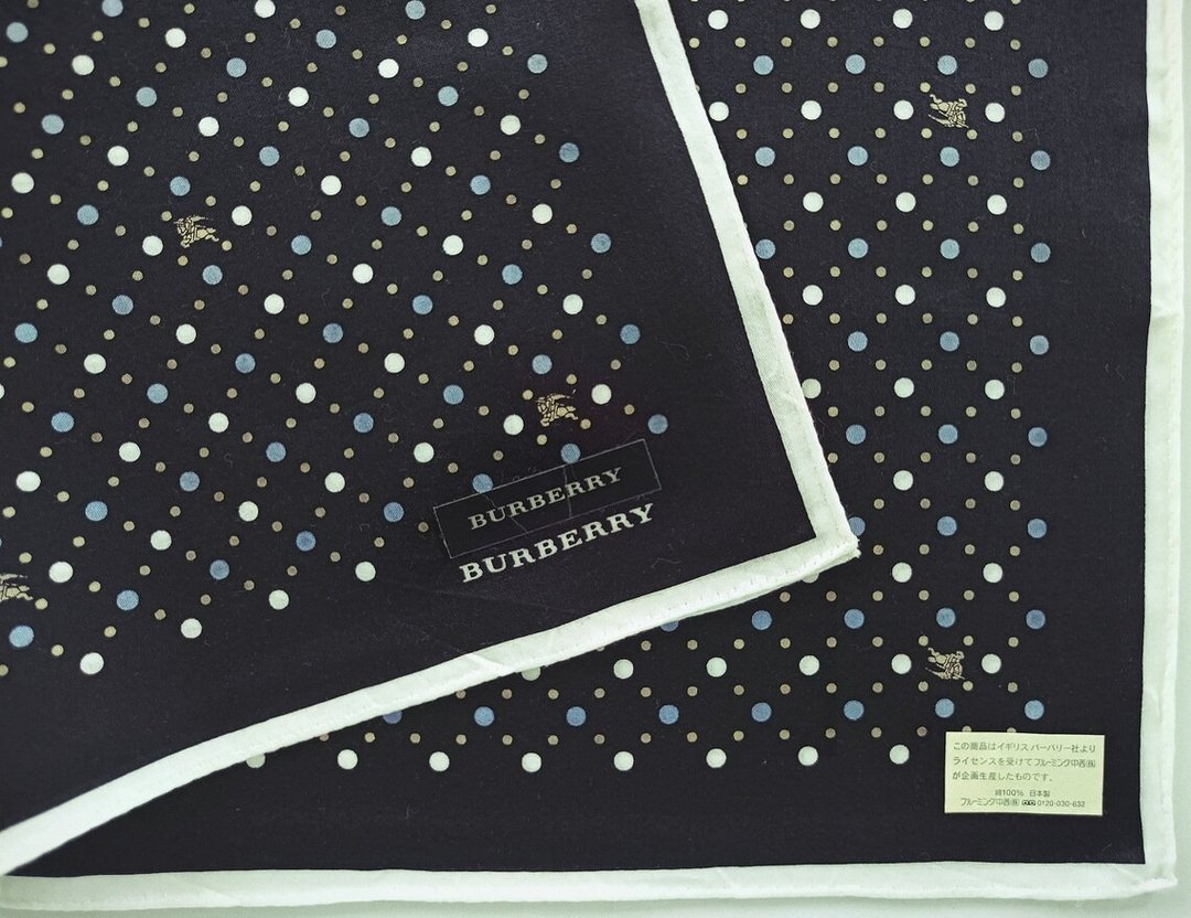 Burberry 复古手帕 圆点 黑 20 x 20 英寸 - 手帕/方巾 - 棉．麻 蓝色