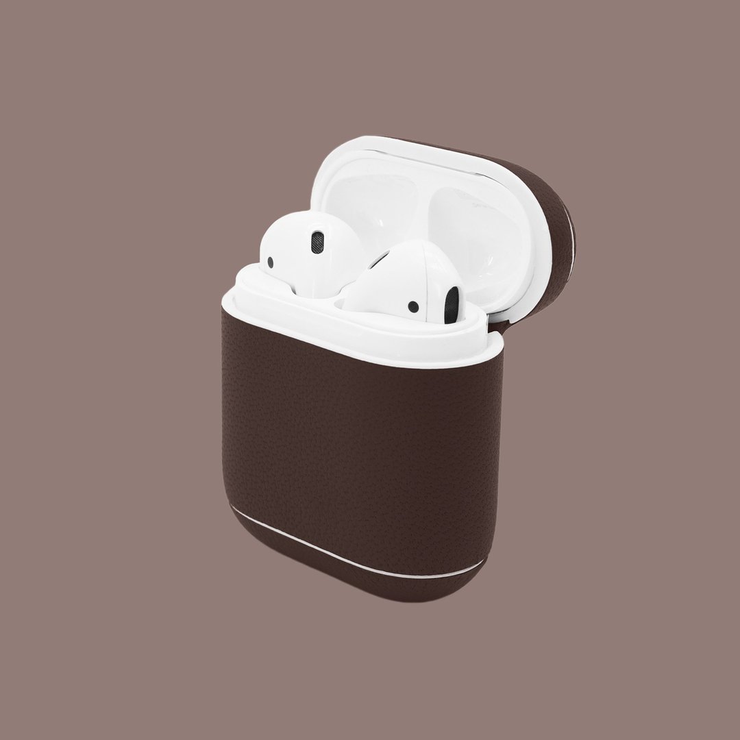 【换季特卖】真皮革深啡色马卡龙AirPods收纳皮套/AirPod保护套 - 数码小物 - 真皮 咖啡色