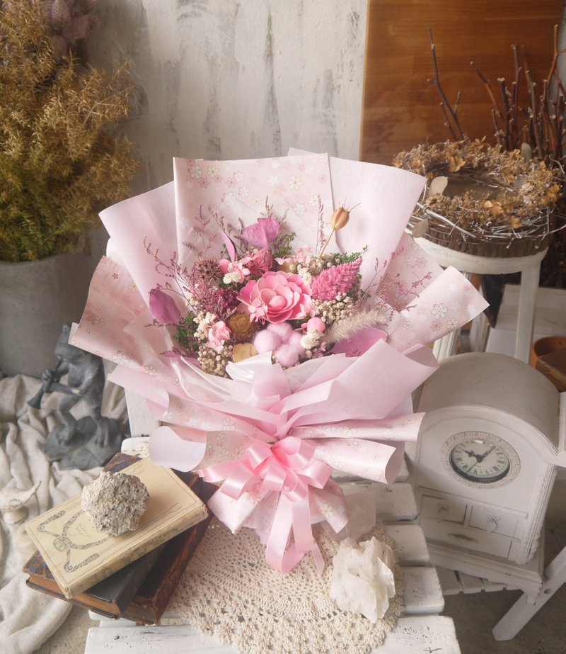 绯樱.浪漫粉色系.干燥花.索拉花.永生花.情人节.毕业花束 - 干燥花/捧花 - 植物．花 粉红色