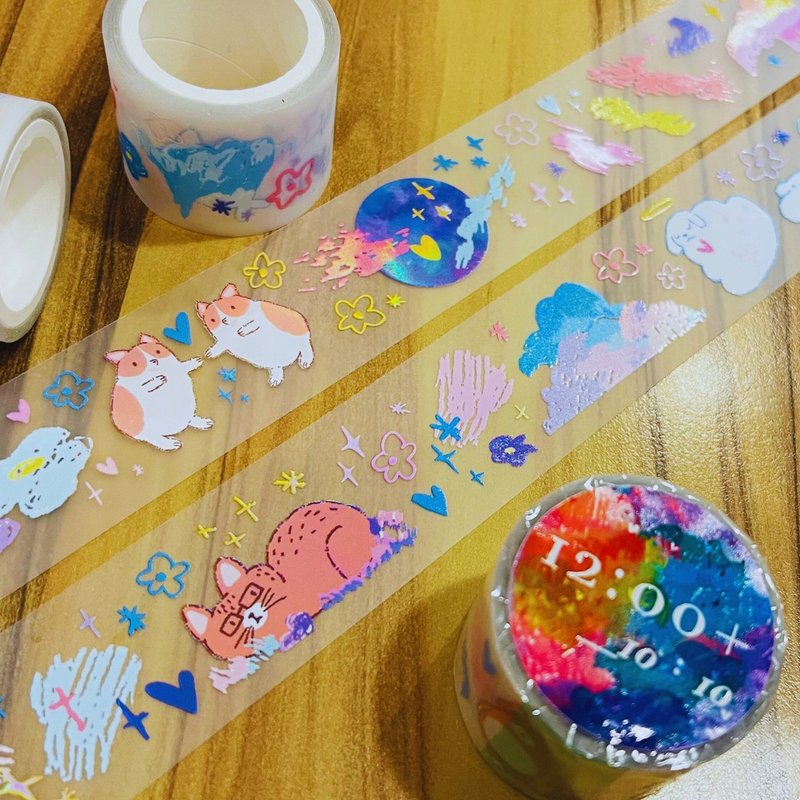 12:00+系列 霓光效果 雾面PET手帐纸胶带 - 纸胶带 - 其他材质 多色