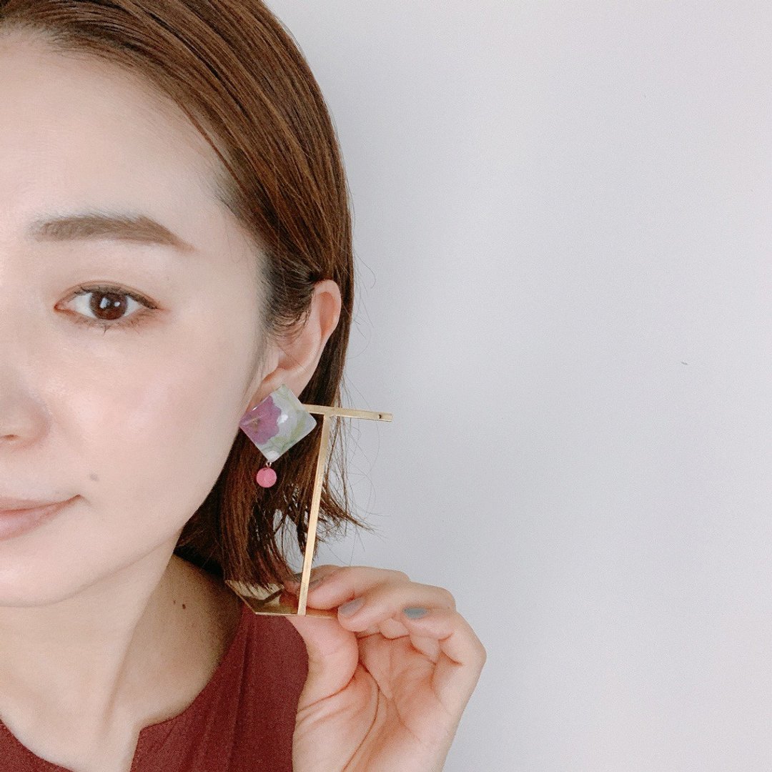 [One-of-a-kind] Glass earrings Liberty and agate - 耳环/耳夹 - 玻璃 多色