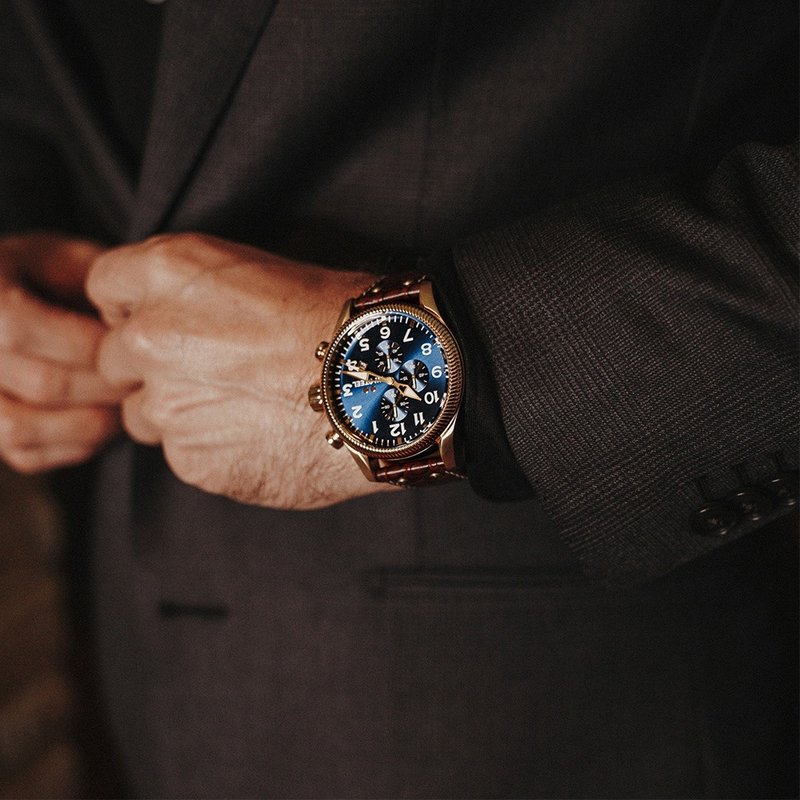 下单即赠品牌篮球　VOLANTE系列 金色蓝面计时码表 - 男表/中性表 - 其他金属 蓝色