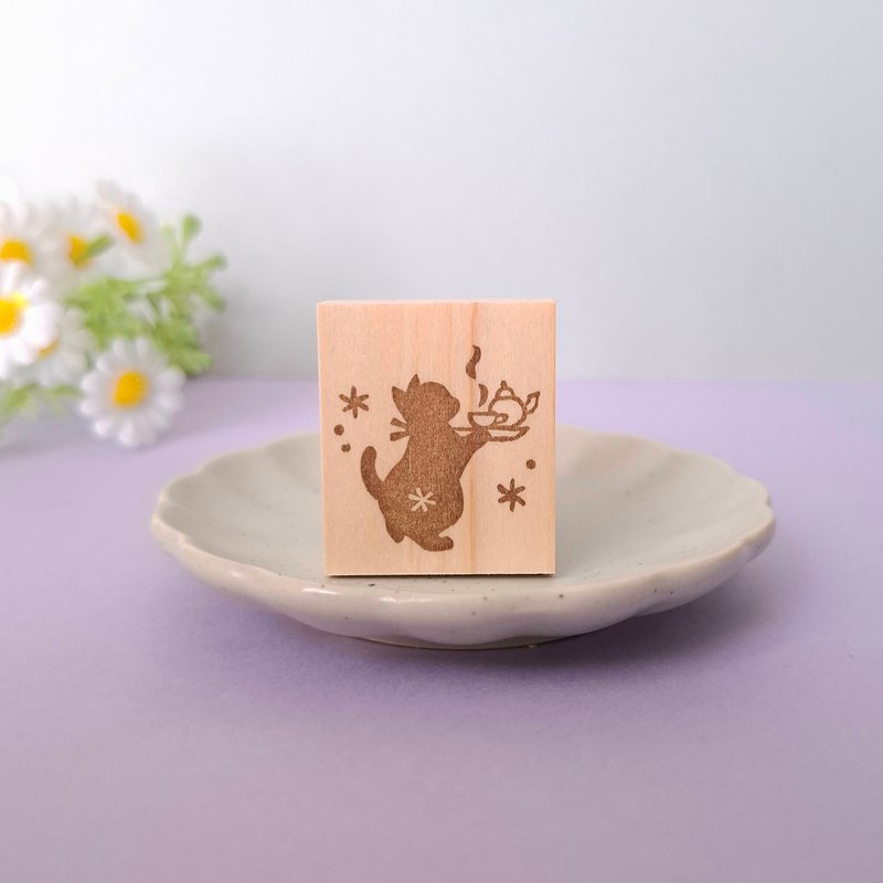 ティータイム子猫のはんこ　お茶 - 印章/印台 - 橡胶 透明