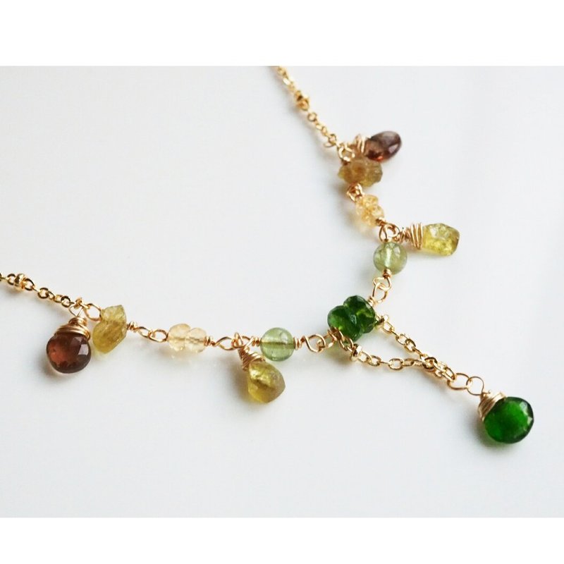 秋与苏生 Autumn alive  | 大地色系 铬透辉石、红柱石与碧玺项链 - 项链 - 半宝石 绿色