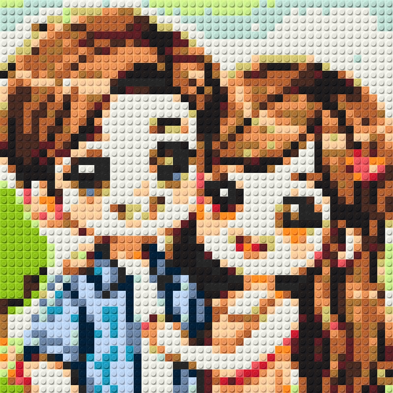 【定制 • 漫画】七夕 • 情侣礼物 - 标准尺寸积木拼图 - 玩偶/公仔 - 塑料 绿色