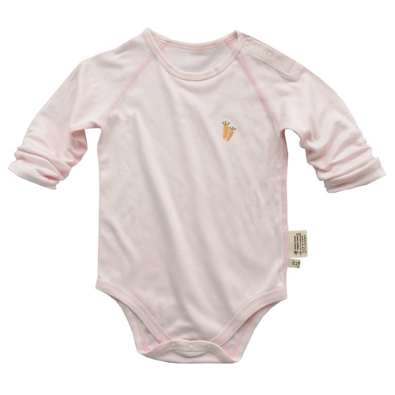 有机棉婴幼儿超柔长袖连身衣-嫩粉萝卜 - 包屁衣/连体衣 - 棉．麻 