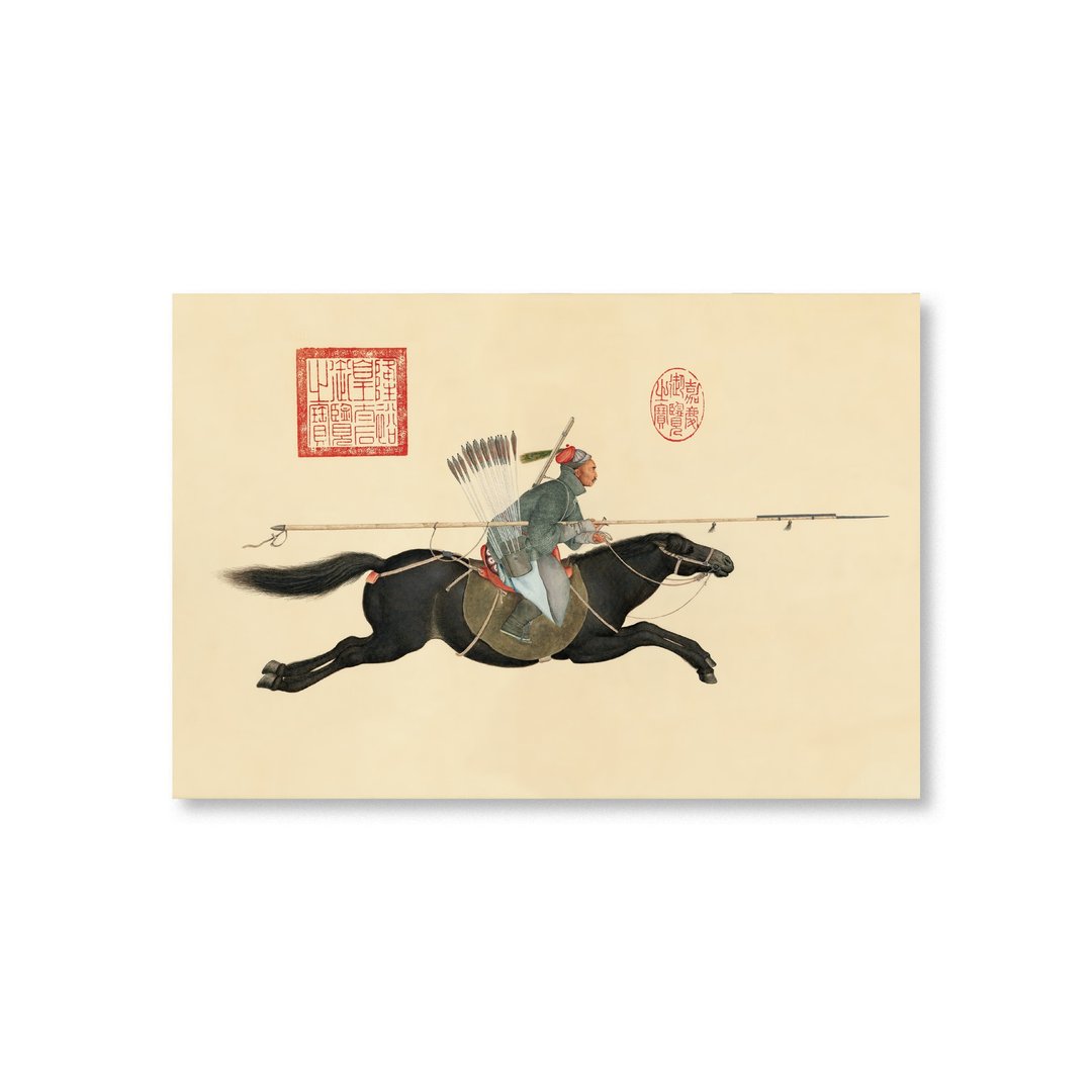 【明信片・Postcard】朗世宁・阿玉锡持矛荡寇图 - 卡片/明信片 - 纸 卡其色