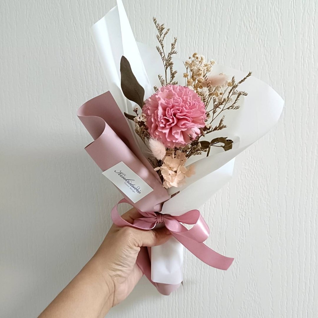母亲节康乃馨花束 | 结婚捧花永生干燥花毕业谢师礼物生日 b 线下取货 - 植栽/盆栽 - 植物．花 粉红色