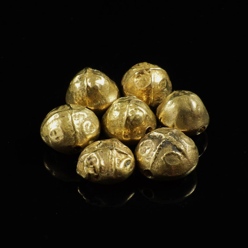 缅甸铜合金达隆咒珠-十字几何图腾-直径1.2至1.5厘米-7颗 - 其他 - 其他材质 