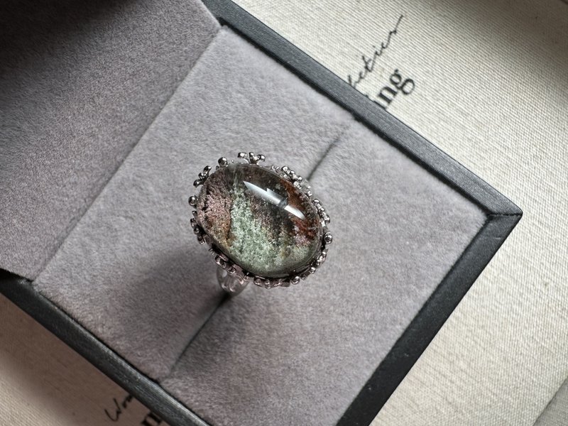 千层紫绿幽灵水晶 s 925 银 - 戒指 - 水晶 