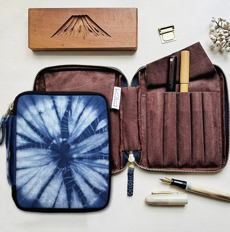 钢笔 10入蓝染手提钢笔袋 笔袋 - 铅笔盒/笔袋 - 棉．麻 蓝色