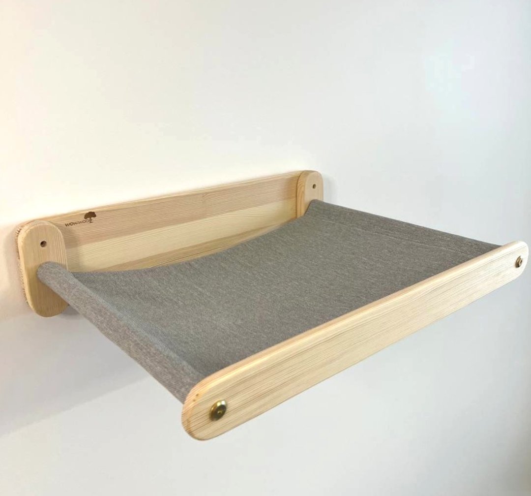 Cat hammock wall mounted. Bed for cats. Cat wall furniture from solid wood. - 床垫/笼子 - 木头 灰色