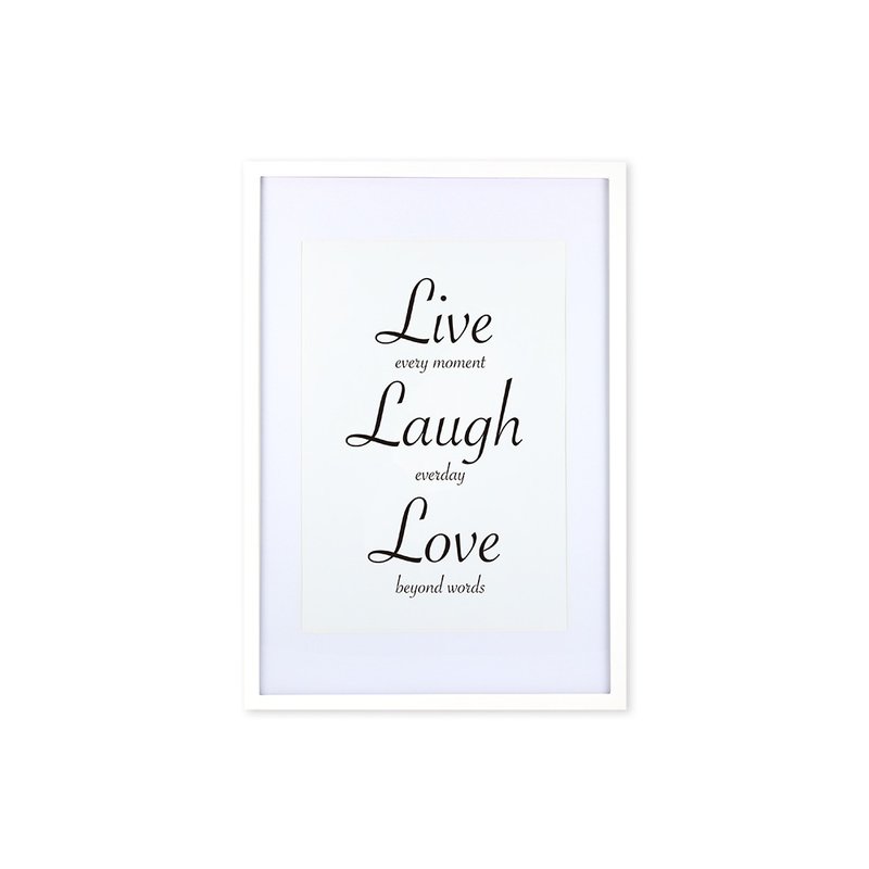 装饰画相框 Cursive Quote Live Laugh Love 白色框 63x43cm - 画框/相框 - 木头 黑色