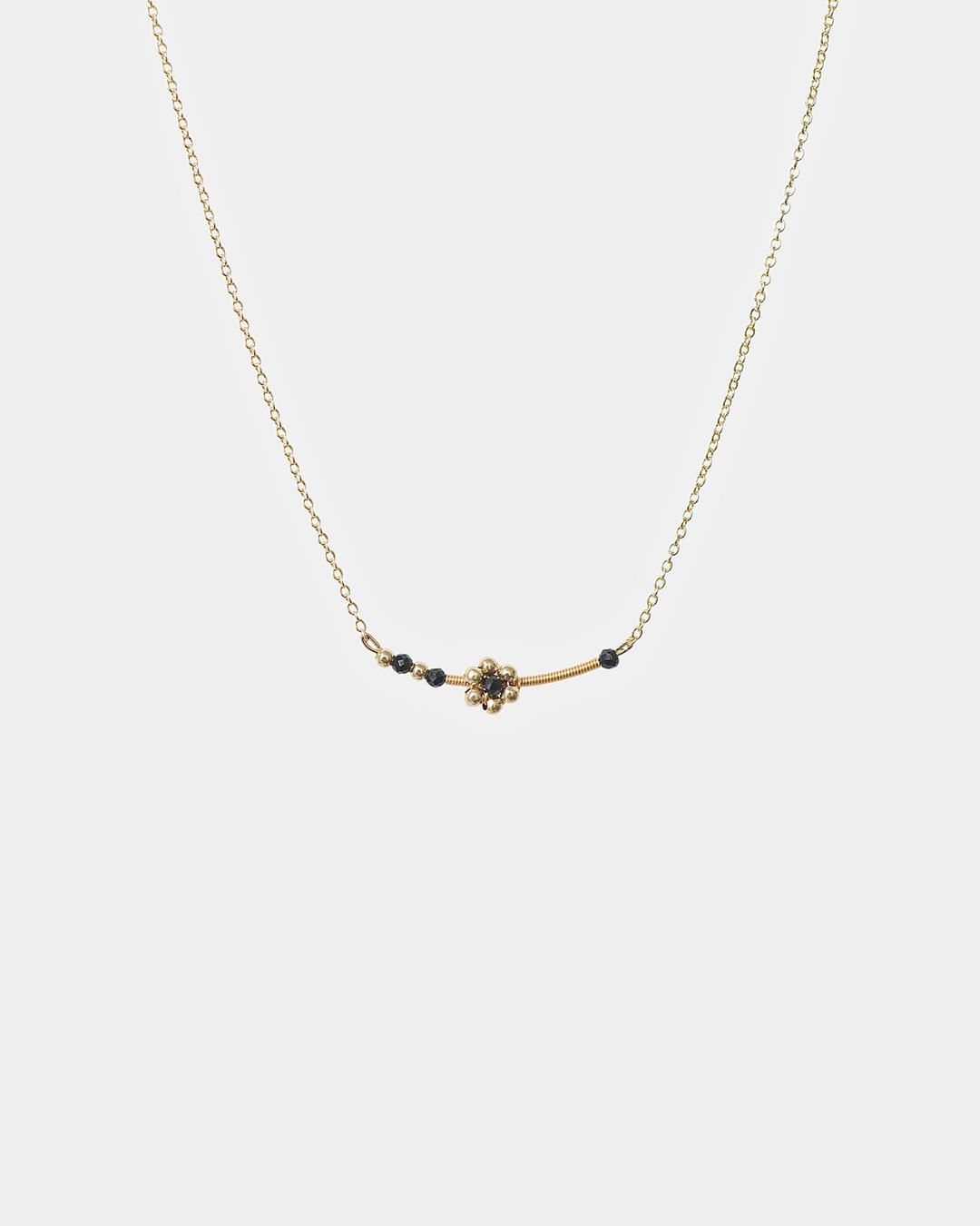 Golden Black Daisy 黑曜石项链 - 项链 - 水晶 黑色
