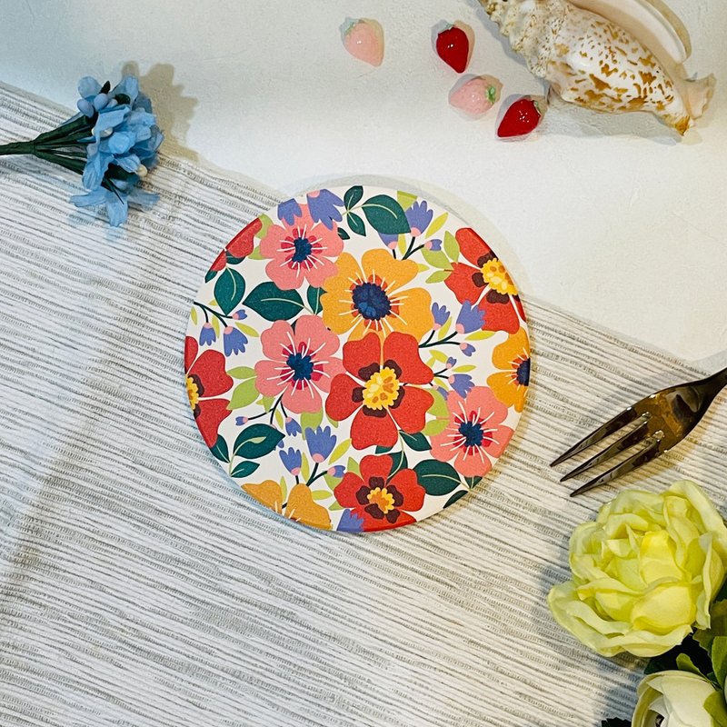 柳暗花明--11cm圆形陶瓷杯垫 / 吸水防滑 - 杯垫 - 其他材质 