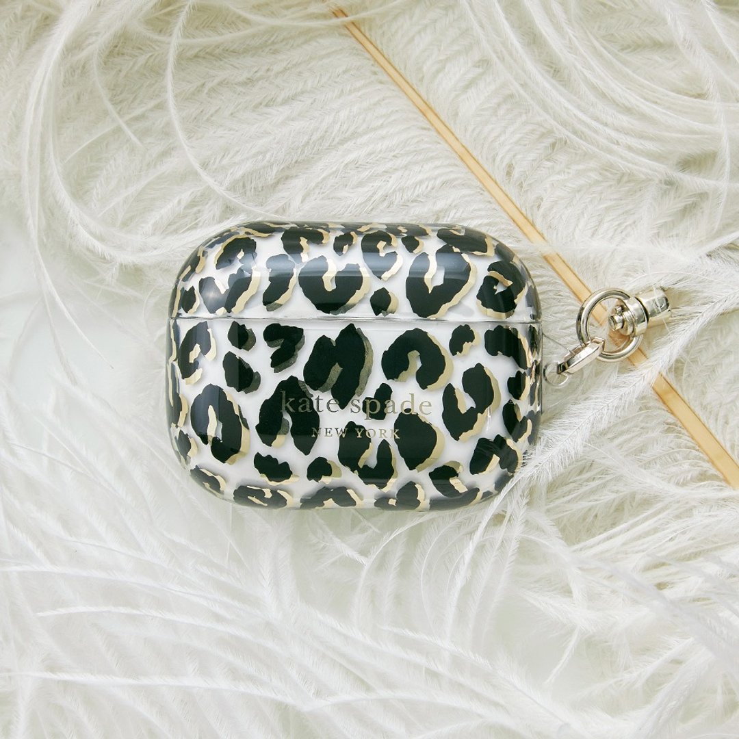 【kate spade】AirPods Pro (第1/2 代) 耳机保护壳套 性感豹纹 - 耳机收纳 - 塑料 黑色