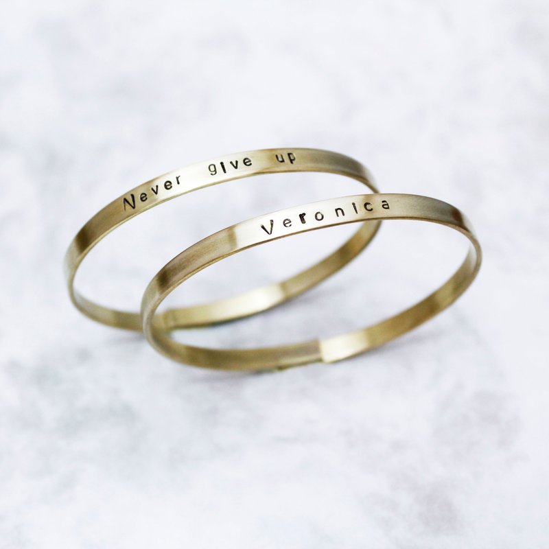 ◈极简。锁钥黄铜手环◈[定制化]＝手敲字母/纪念日/节庆/礼物 - 手链/手环 - 其他金属 金色