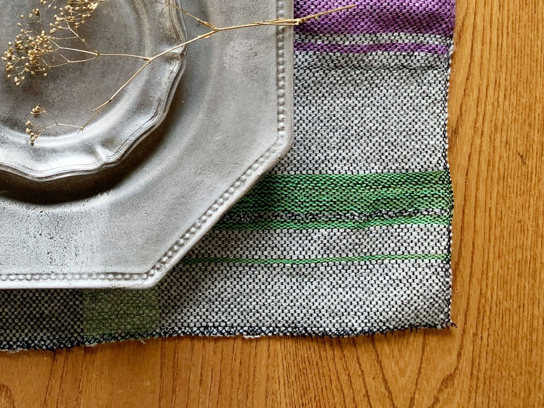 Hand Woven Placemat ・Black and White Mix - 餐垫/桌巾 - 棉 灰色