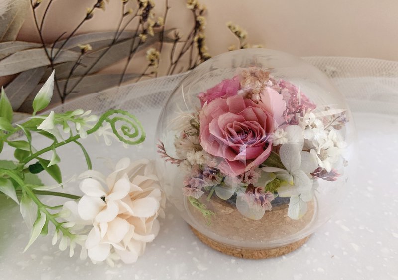 干燥玫瑰花玻璃罩 - 干燥花/捧花 - 玻璃 