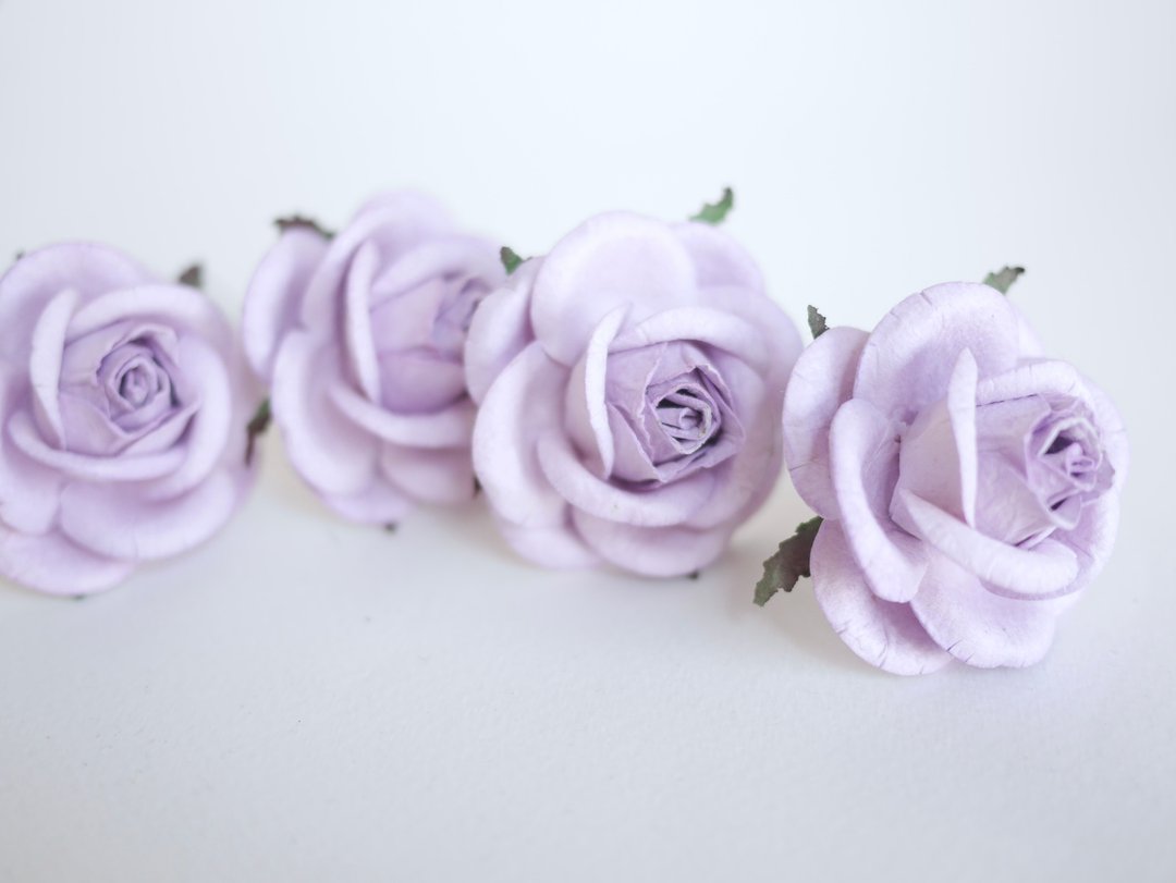 Paper Flower, DIY, 20 pieces, centerpieces rose size 4.5 cm., pale purple color. - 其他 - 纸 多色
