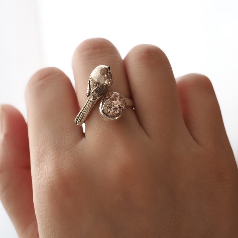 2.7克拉花园水晶与台湾白眉林 शुभेच्छा结的戒指 - 戒指 - 纯银 银色