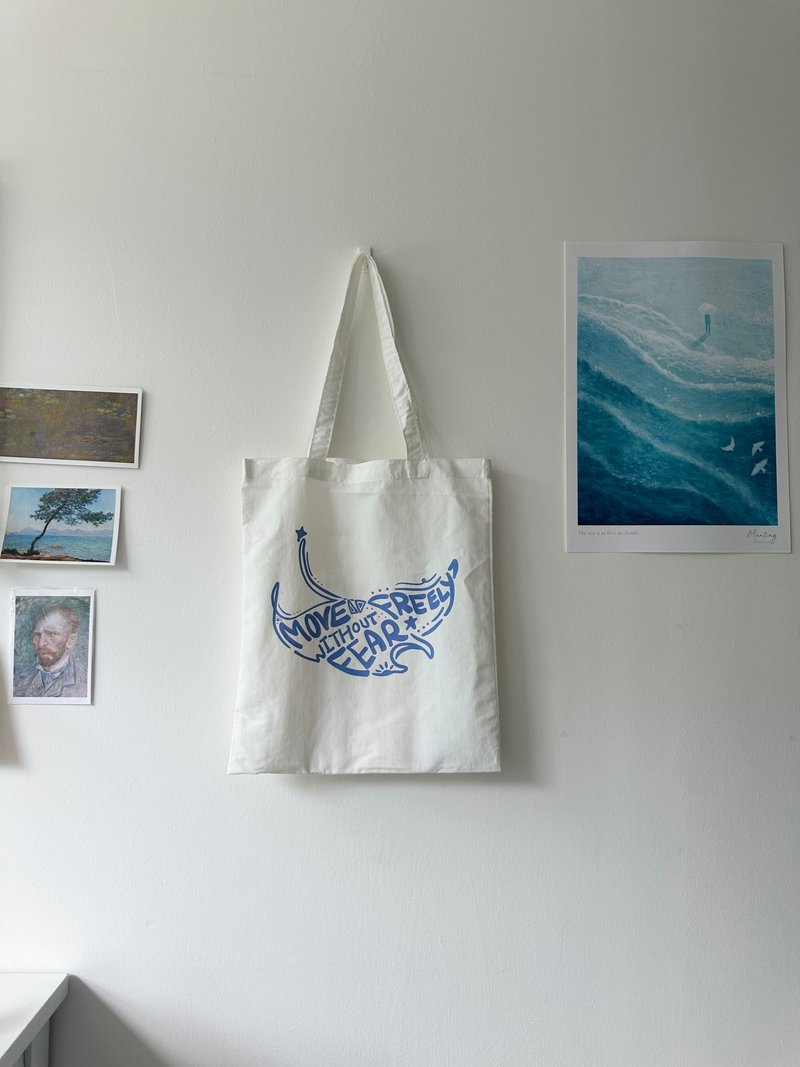 魟鱼・夏日必备防泼水托特包Tote Bag - 手提包/手提袋 - 尼龙 白色