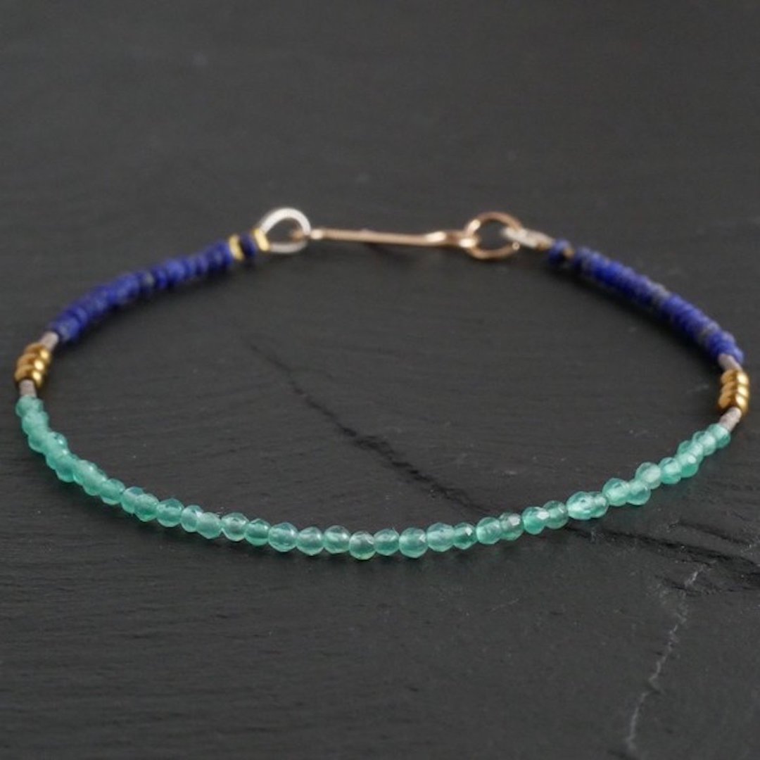 Green Onix&Lapis Lazuli Bracelet - 手链/手环 - 半宝石 绿色