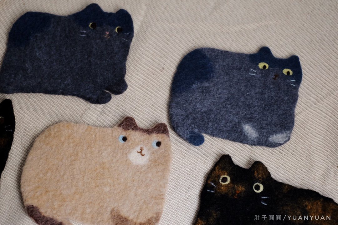 【现货】羊毛毡猫杯垫_玳瑁猫&贵族猫 吸水/隔热垫 - 杯垫 - 羊毛 多色