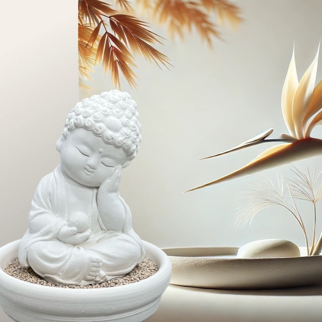 静谧之美学 净念吉祥小佛之静性小盘套组  精致台湾文创礼品 - 香薰/精油/线香 - 水泥 白色