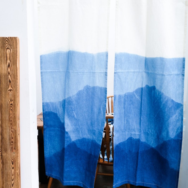 青山门帘手工草木染蓝染indigo亚麻中式日式隔断帘子圣诞礼物新年 - 门帘/门牌 - 棉．麻 蓝色
