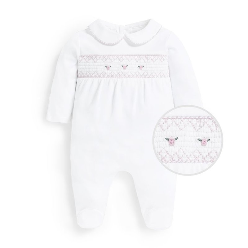 古典雅致小花 系列 女宝宝  包屁衣 - 包屁衣/连体衣 - 棉．麻 白色