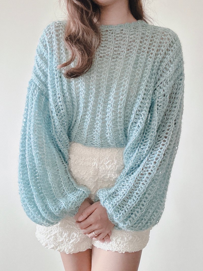 手工鈎织泡泡袖松软马海毛毛衣材料包 - 编织/刺绣/羊毛毡/裁缝 - 棉．麻 