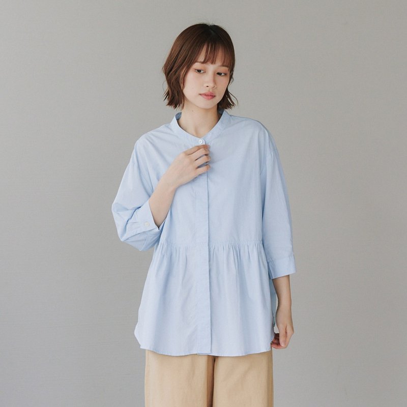 【Simply Yours】小裙摆天丝衬衫 蓝F - 女装衬衫 - 棉．麻 蓝色