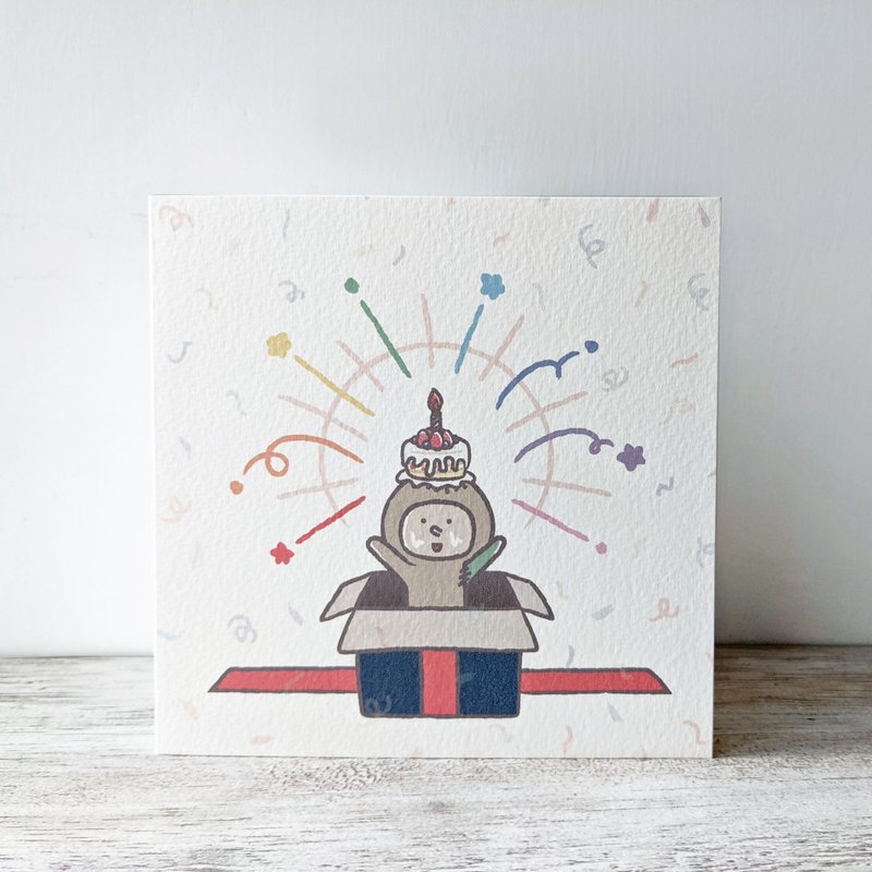 布仔 惊喜礼物盒  /  生日卡片 - 卡片/明信片 - 纸 白色