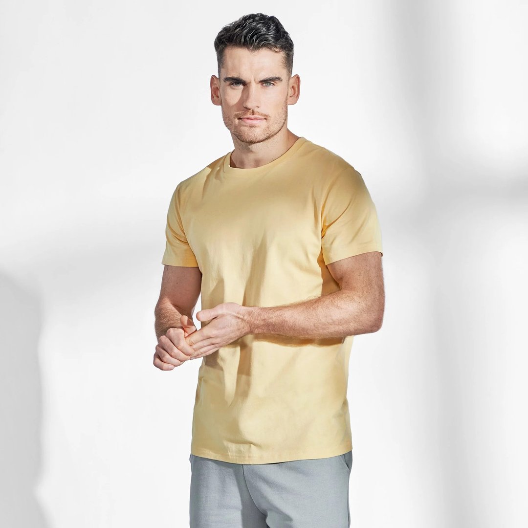 北欧极简 - 100%有机棉经典圆领T恤 / 素Tee / T-shirt 男(米黄) - 男装上衣/T 恤 - 棉 黄色