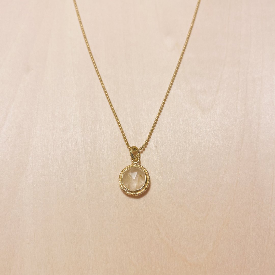 复古雕刻金边金发晶细项链 - 项链 - 水晶 金色