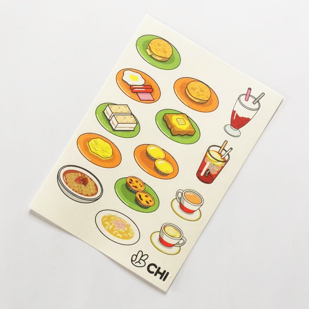 CHIILL 香港茶餐厅特色手信手账纸纹贴纸 - 贴纸 - 纸 多色