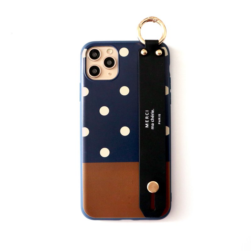 深蓝法式奶泡手带手机壳 - 手机壳/手机套 - 塑料 蓝色