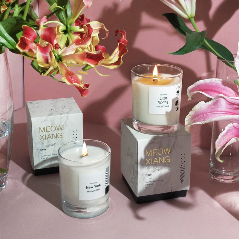 200g 花香系列/天然大豆香氛蜡烛 - 蜡烛/烛台 - 玻璃 白色